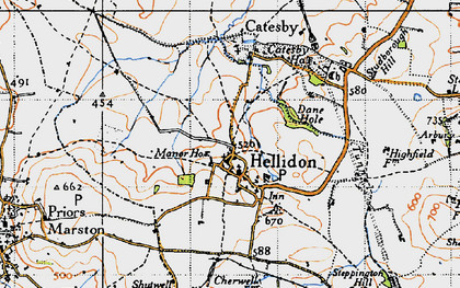 Old map of Hellidon in 1946