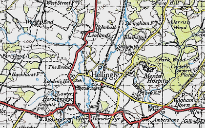 Old map of Hellingly in 1940