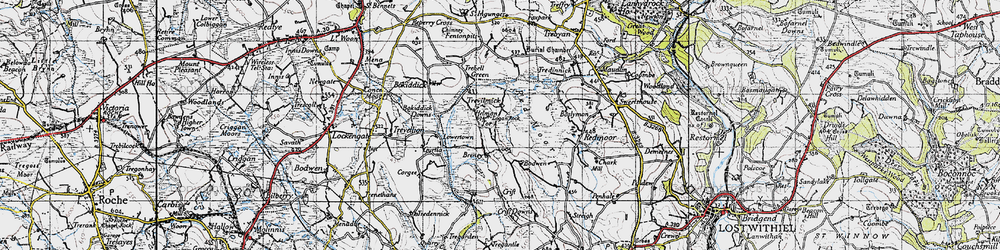 Old map of Helman Tor in 1946