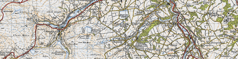 Old map of Blackmoorfoot Resr in 1947