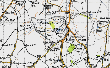 Old map of Helmingham in 1946