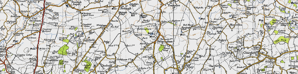 Old map of Helmingham in 1946