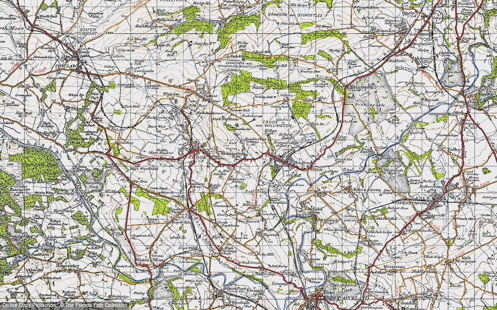 Old Map of Helmington Row, 1947 in 1947