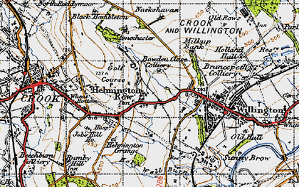 Old map of Helmington Row in 1947