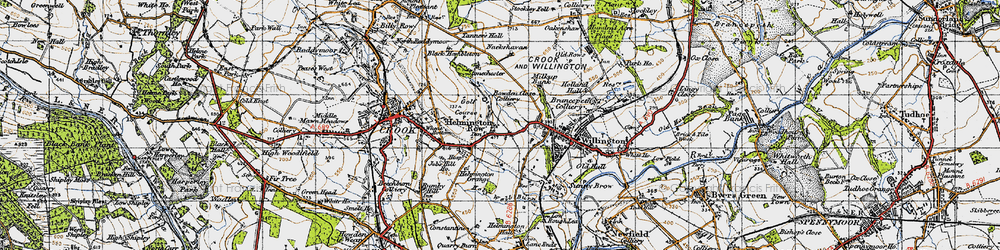 Old map of Helmington Row in 1947