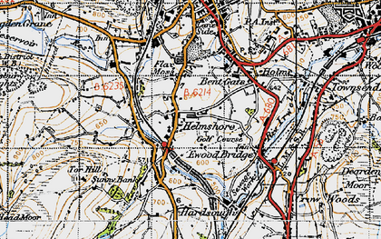 Old map of Helmshore in 1947