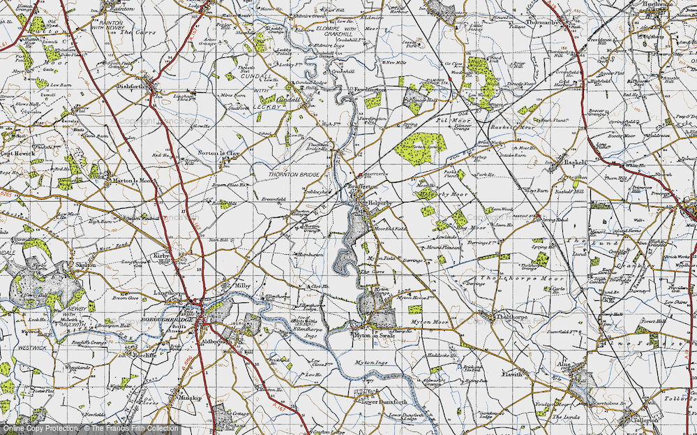 Old Map of Historic Map covering Burton Grange in 1947