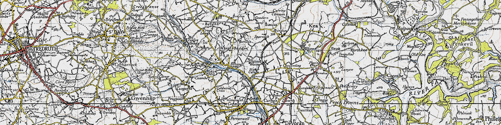 Old map of Helston Water in 1946