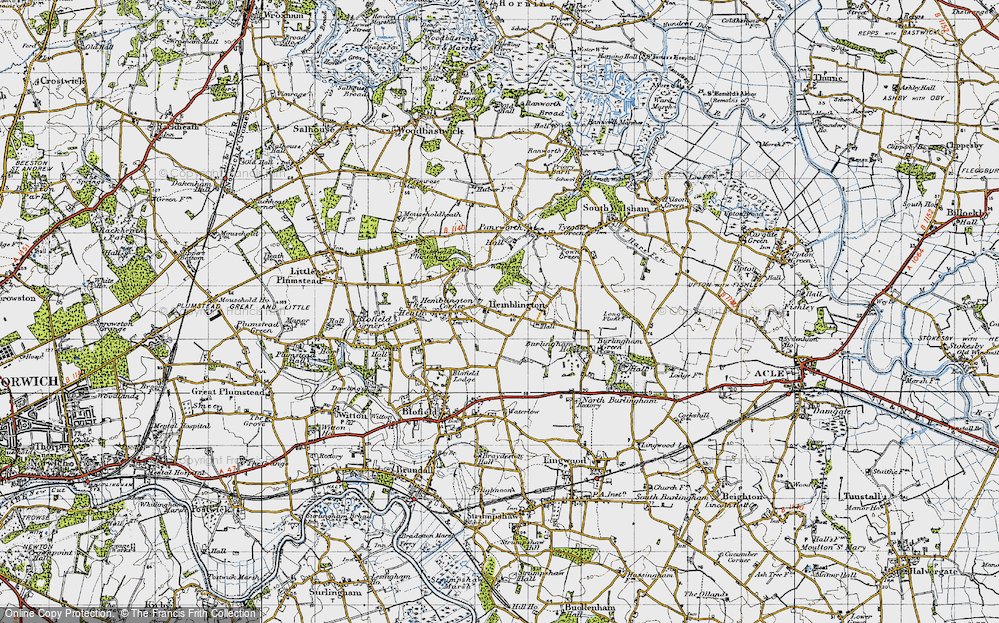 Old Map of Hemblington, 1945 in 1945