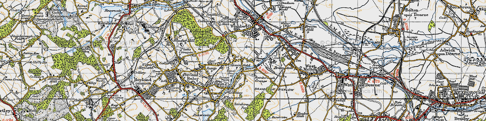 Old map of Hemingfield in 1947