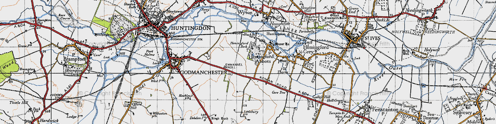 Old map of Hemingford Abbots in 1946
