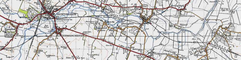Old map of Hemingford Grey in 1946