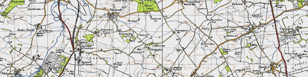 Old map of Ashton Wold in 1946