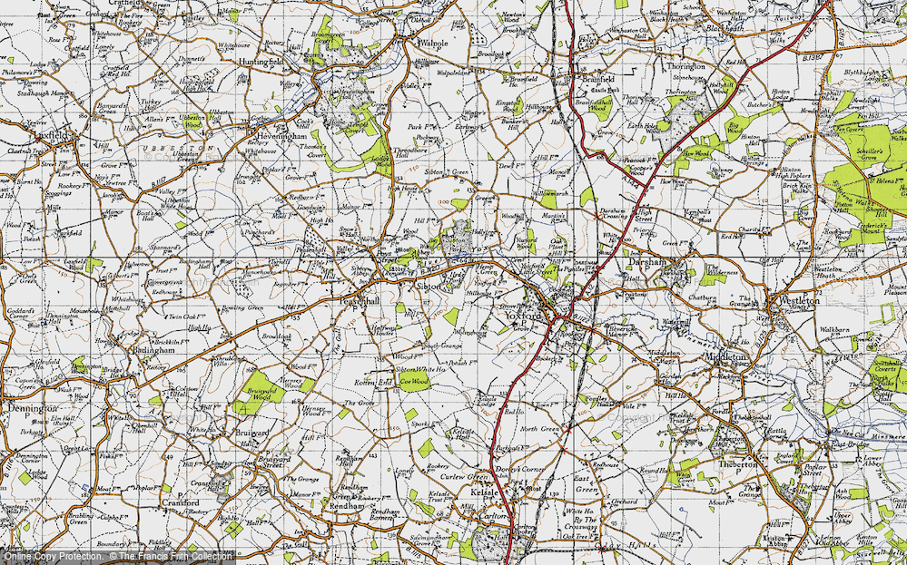 Old Map of Hemp Green, 1946 in 1946