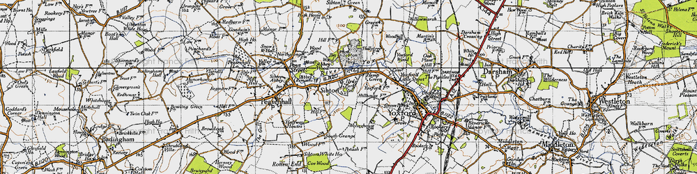 Old map of Yoxford Wood in 1946