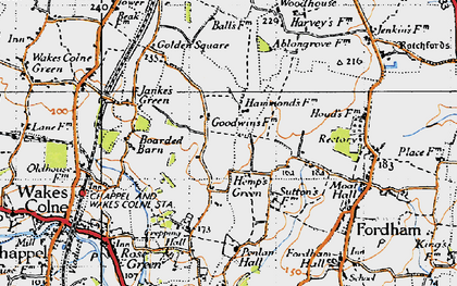 Old map of Hemp's Green in 1945