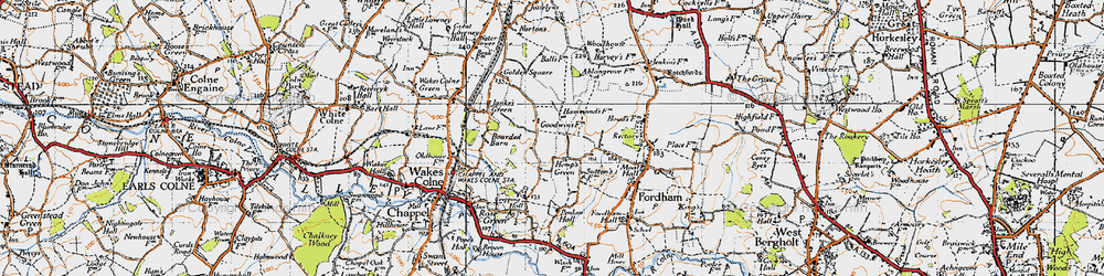 Old map of Hemp's Green in 1945