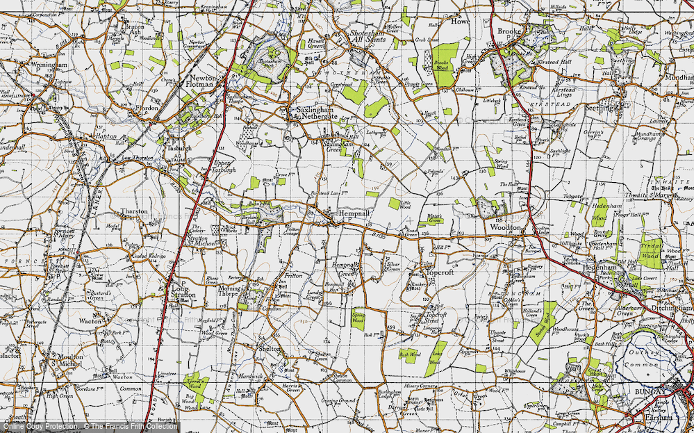 Old Map of Hempnall, 1946 in 1946