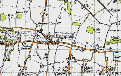 Old map of Hempnall in 1946