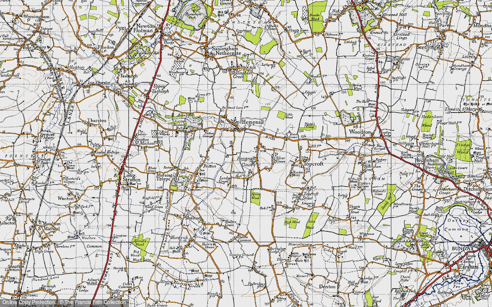 Old Map of Hempnall Green, 1946 in 1946