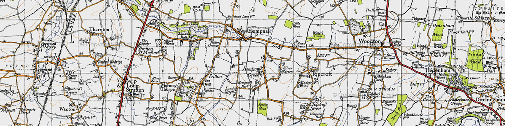 Old map of Hempnall Green in 1946