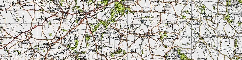 Old map of Hempstead in 1945