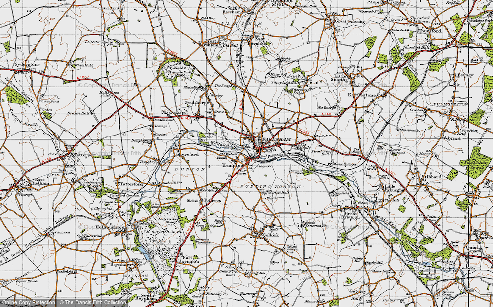 Old Map of Historic Map covering Pudding Norton in 1946