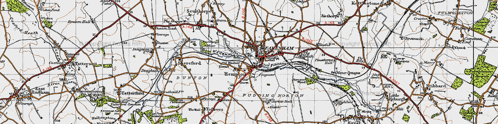 Old map of Pudding Norton in 1946