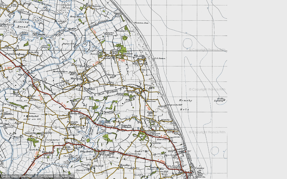 Old Map of Hemsby, 1945 in 1945