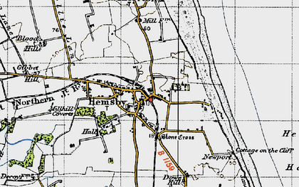 Old map of Hemsby in 1945