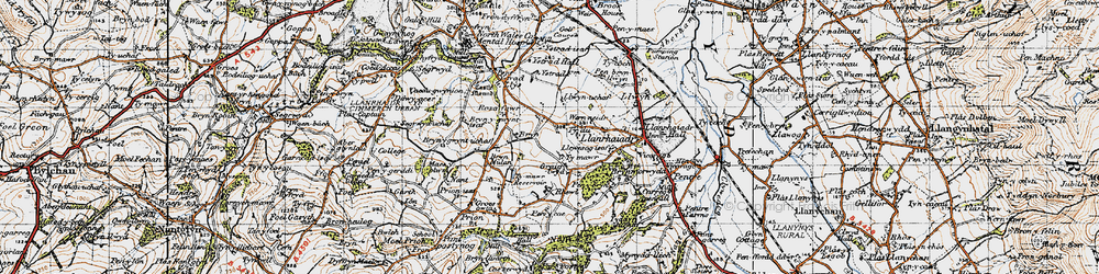 Old map of Ystrad Hall in 1947
