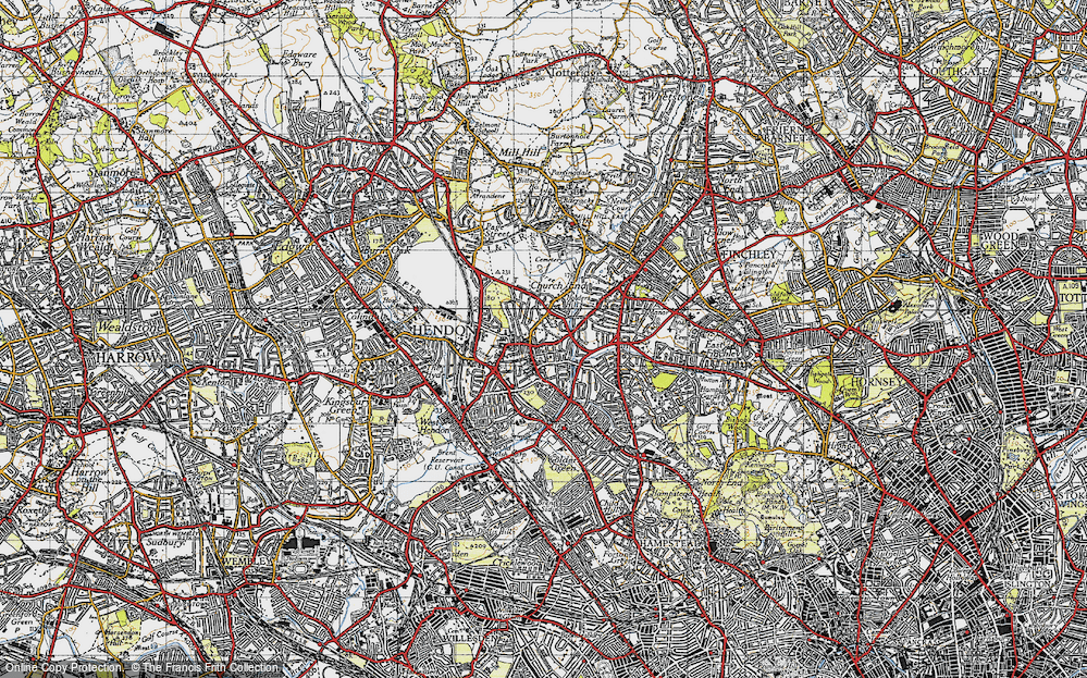 Old Map of Hendon, 1945 in 1945