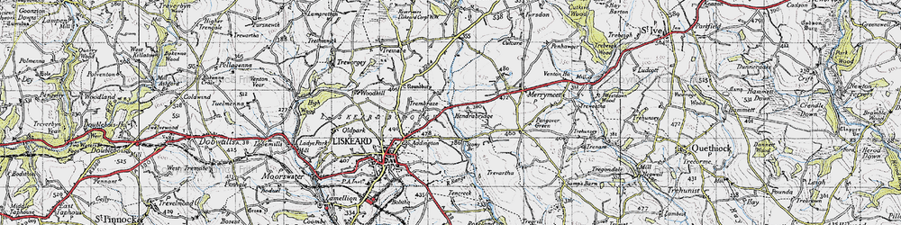 Old map of Hendrabridge in 1946