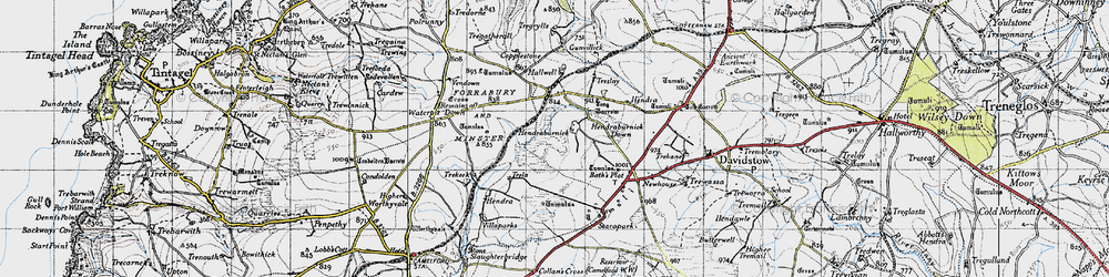 Old map of Hendraburnick in 1946