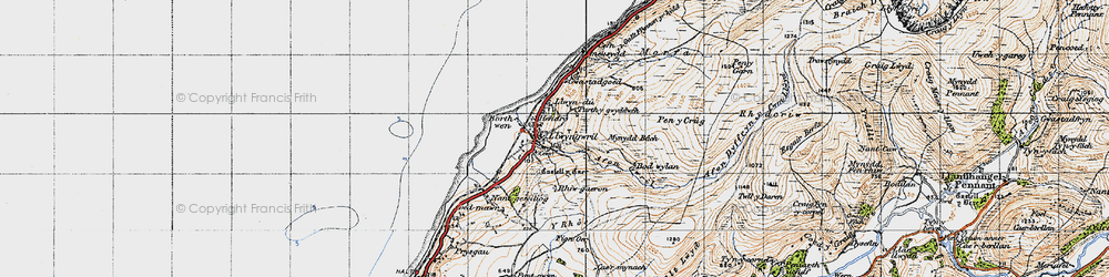 Old map of Afon Gwril in 1947