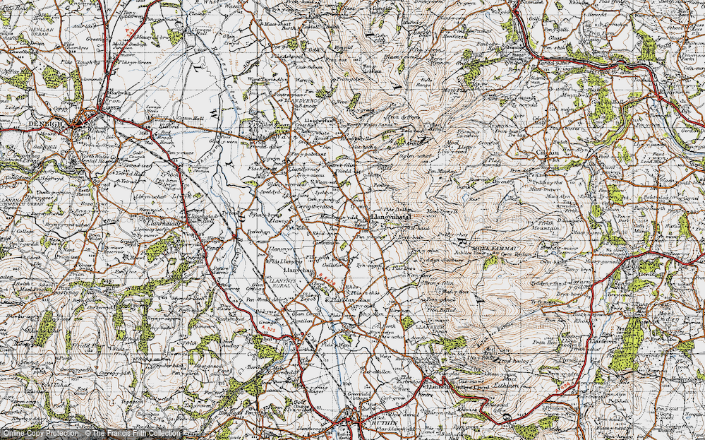 Old Map of Historic Map covering Bryn-bedw in 1947