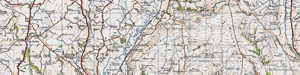 Old map of Blaennant Ddu in 1947