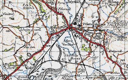 Old map of Hendy in 1947
