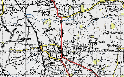 Old map of Woodhouse in 1940