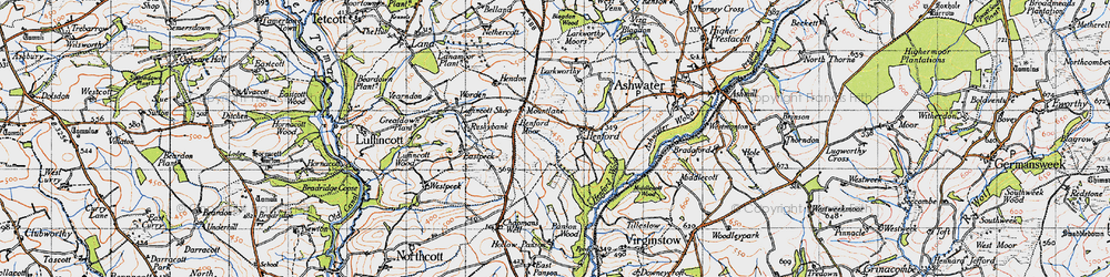 Old map of Henford in 1946