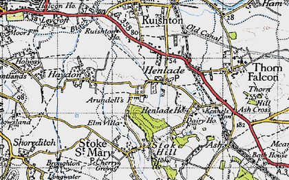 Old map of Henlade in 1946