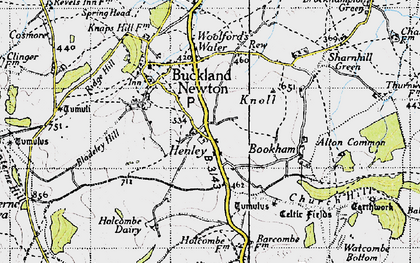 Old map of Bladeley Hill in 1945