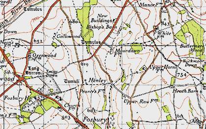 Old map of Bishop's Barn in 1945