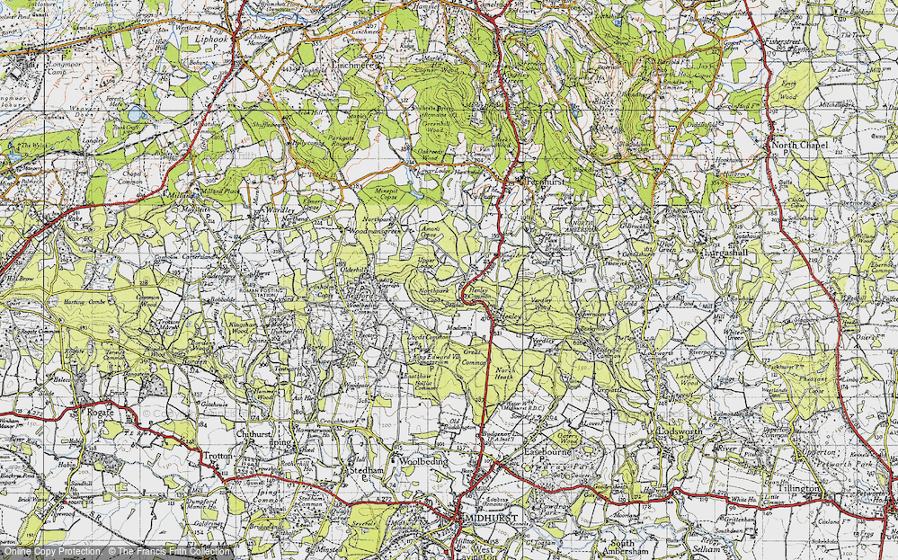 Old Map of Historic Map covering Amon's Copse in 1940
