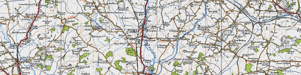 Old map of Henley-in-Arden in 1947