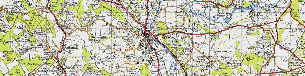 Old map of Henley-on-Thames in 1947