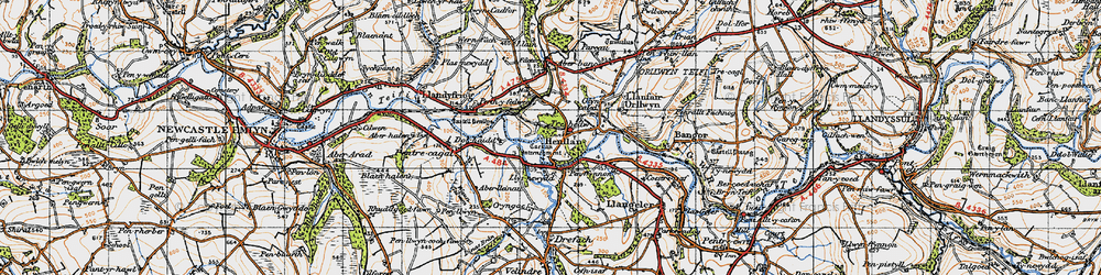 Old map of Henllan in 1947