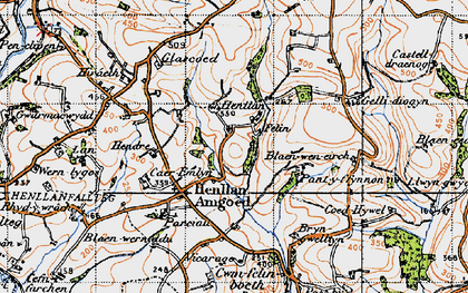 Old map of Blaeweneirch in 1946