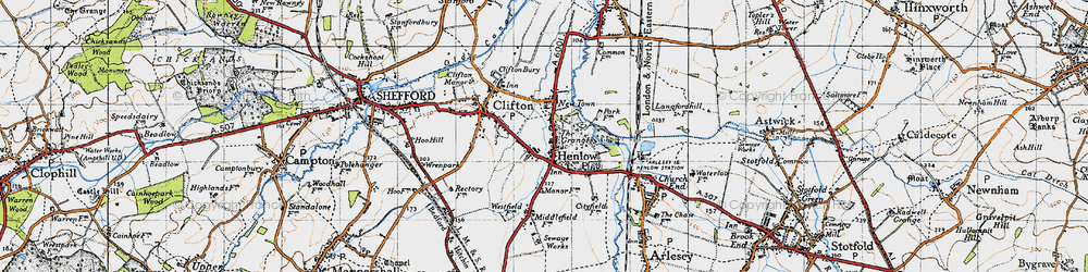 Old map of Henlow in 1946