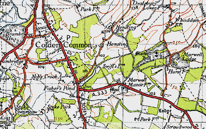 Old map of Hensting in 1945